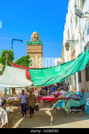 The giant second hand market in Medina next to Bab El Kasbah Gates in Sfax. Stock Photo