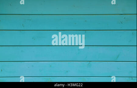 Blue teal vintage grunge stained rustic aged painted wooden panel with horizontal planks Stock Photo
