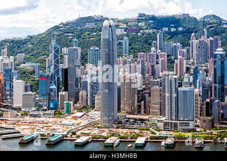 Hong Kong, China - August 23, 2011: Aerial view of Hong Kong Central District, China. Central is the business district of HK Stock Photo