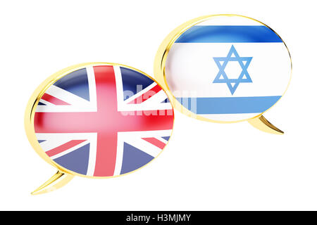 English-Israeli translation concept, 3D rendering isolated on white background Stock Photo