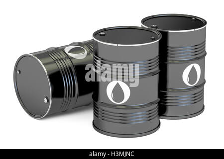 oil barrels, 3D rendering isolated on white background Stock Photo