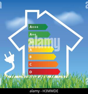 Environmental friendly energy.Energy saving concept Eco house.Think green concept Stock Vector
