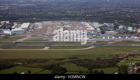 aerial view of Manchester Airport, UK Stock Photo