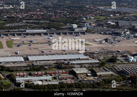 aerial view of Manchester Airport, UK Stock Photo