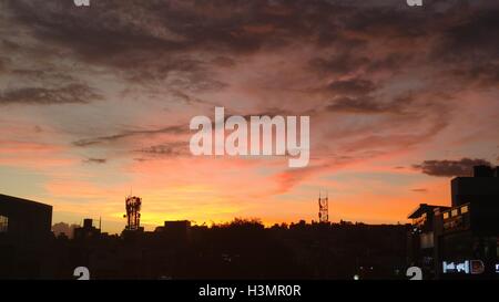 Beautiful evening sunset in bangalore india Stock Photo