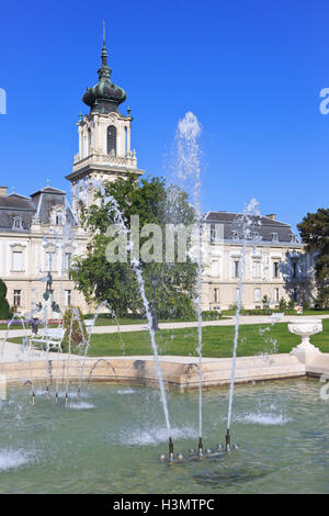 Fountains in the gardens of the Festetics Palace (1745) in Keszthely, Hungary Stock Photo