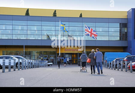 Entrance to Ikea store, Valley Park, Croydon, UK. A major out of town shopping area in South London, UK Stock Photo