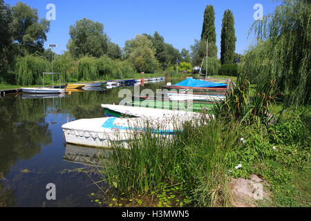 A small marina in Vonyarcvashegy on the north shore of Lake Balaton, Hungary Stock Photo