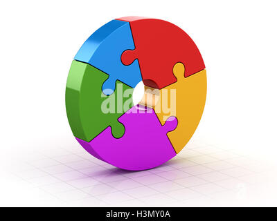 Colorful puzzle chart , This is a 3d rendered computer generated image. Isolated on white. Stock Photo