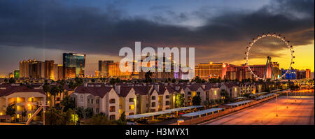 Sunset panorama above casinos on the Las Vegas Strip Stock Photo