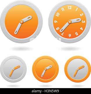 Vector Illustration of Modern Orange Clocks Isolated on a White Background Stock Vector