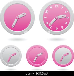 Vector Illustration of Modern Pink Clocks Isolated on a White Background Stock Vector
