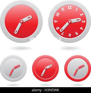 Vector Illustration of Modern Red Clocks Isolated on a White Background Stock Vector
