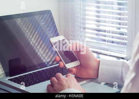 Using mobile internet technologies Stock Photo
