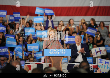 Miami, FL, USA. 11th Oct, 2016. Democratic Presidential Candidate Hillary Clinton and Former Vice President Al Gore during a rally to discuss climate Change at the Miami Dade Collage on October 11, 2016 in Miami, Florida. Credit:  Mpi04/Media Punch/Alamy Live News Stock Photo