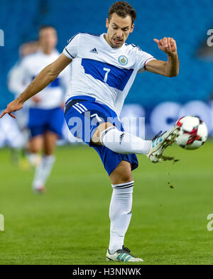 Ullevaal Stadion, Oslo, Norway. 11th Oct, 2016. FIFA World Cup Football Qualifying. Norway versus San Marino. Cristian Brolli of San Marino clears during the World Cup Football Qualifying match at the Ullevaal Stadion in Oslo, Norway. Credit:  Action Plus Sports/Alamy Live News Stock Photo