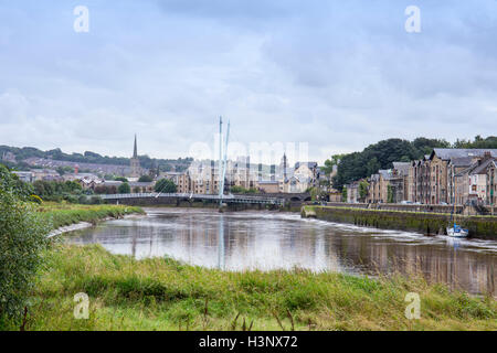 Millennium footbridge over the River Lune in Lancaster Lancashire UK Stock Photo