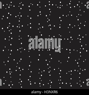 Seamless pattern with white small circles on black abstract background. Repeating abstract background with chaotic dots. Simple  Stock Vector