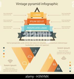 Business pyramid infographic template design vintage colors background vector Stock Vector