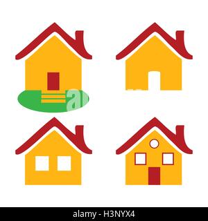 Colorful flat icons Homes isolated vector illustration on black ...