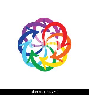 Vector rainbow colors arrows circle diagram on white background Stock Vector