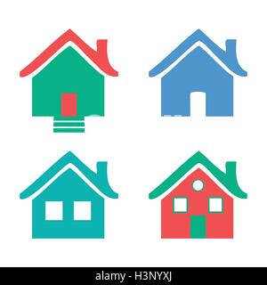 Colorful flat icons Homes isolated vector illustration on black ...