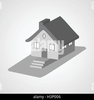 Monochrome 3d house cartoon icons isolated vector illustration Stock Vector