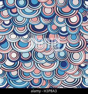 Fish scale made of circles seamless pattern, abstract background in soft trendy colors.Marine sea decoration Stock Vector