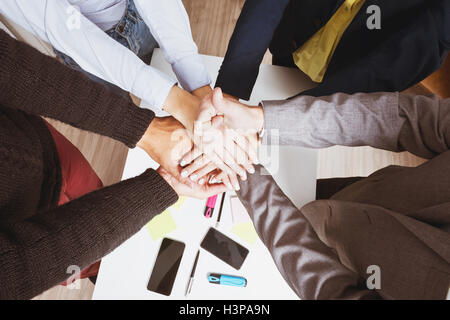 Business team concept with hands in circle Stock Photo