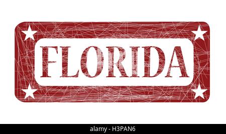 A grunged red ink stamp with the word Florida over white Stock Vector