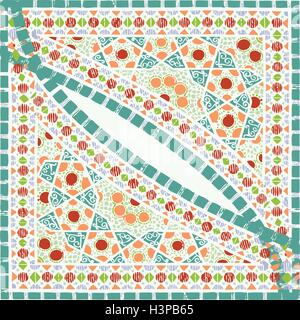 Geometric corner frame pattern ethnic tile colorful abstract background vector Stock Vector