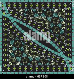 Geometric corner frame pattern ethnic tile colorful abstract background vector Stock Vector