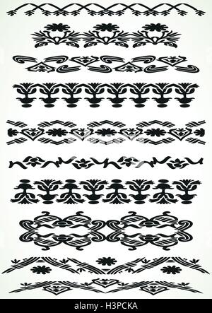 Vintage border floral set seamless vector illustration Stock Vector
