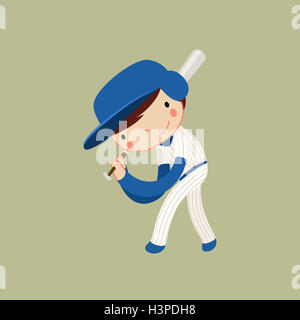 baseball boy. hitter / batter character. vector illustration Stock Photo