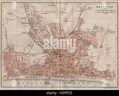 BRIGHTON town city plan. Sussex 1920 old antique vintage map chart ...