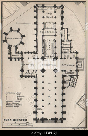 YORK Minster vintage floor plan. Yorkshire, 1939 vintage map Stock ...