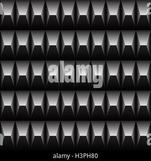 Black and white geometric pattern seamless in the pyramid shape. Dark background Stock Vector