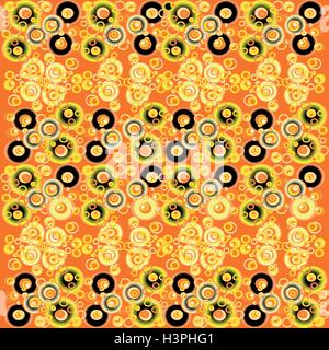 Yellow and black abstract background with circles Stock Vector