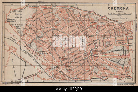 CREMONA antique town city plan piano urbanistico. Italy mappa 1903 old Stock Photo