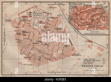 REGGIO NELL'EMILIA town city plan & environs/contorni. Italy mappa 1903 Stock Photo