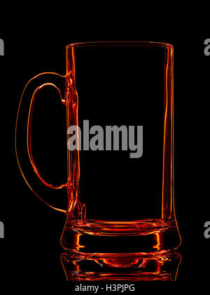 Silhouette of red beer glass on black Stock Photo
