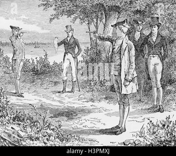 1800s DUEL BETWEEN ALEXANDER HAMILTON  AARON BURR JULY 11 1804 IN WEEHAWKEN NJ USA Stock Photo