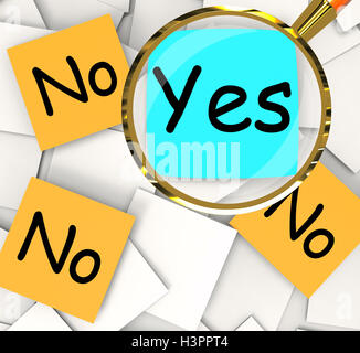 Yes No Post-It Papers Mean Positive Or Negative Response Stock Photo
