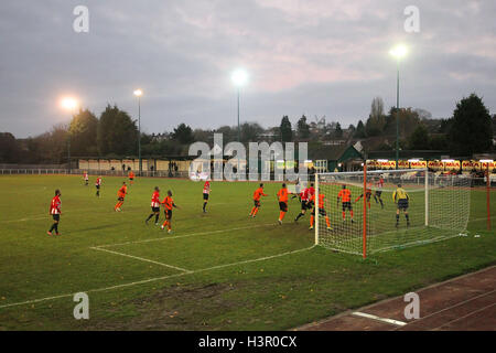 General view of the match under floodlights during the second half - AFC Hornchurch vs Wingate & Finchley - Ryman League Premier Division Football at Hornchurch Stadium, Bridge Avenue, Upminster, Essex - 30/11/13 Stock Photo