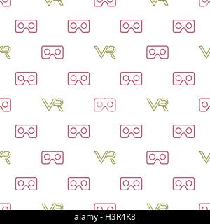Seamless vector pattern with VR logos. Virtual black and white reality ...