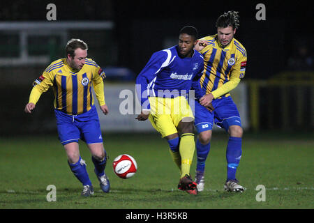 Matt Toms (R) and Joe Turner in action for Romford - Romford vs Barking - Essex Senior Cup 4th Round Football at Ship Lane, Thurrock FC - 05/12/12 Stock Photo