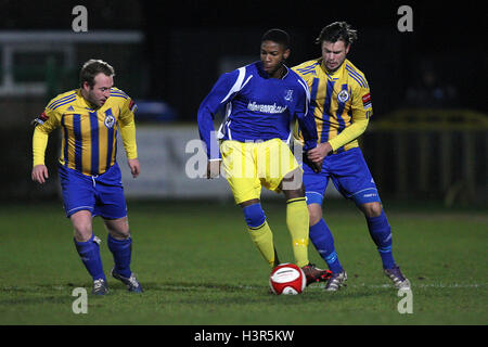 Matt Toms (R) and Joe Turner in action for Romford - Romford vs Barking - Essex Senior Cup 4th Round Football at Ship Lane, Thurrock FC - 05/12/12 Stock Photo