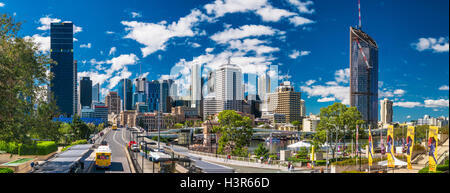 BRISBANE, AUS - AUG 26 2016: Panoramic view of Brisbane Skyline as seen from South Bank. Stock Photo
