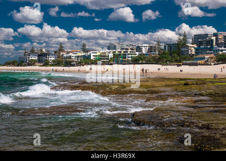 CALOUNDRA, AUS - AUG 13 2016: Hot sunny day at Kings Beach Calundra, Queensland, Australia Stock Photo