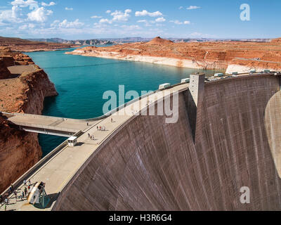 Glen Canyon dam on the Colorado River and Lake Powell in Arizona, USA Stock Photo